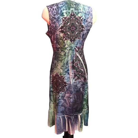 Closet Full Tribal Maxi Dress Sz Small Soft Sleeveless Slinky Knee Length Dress - Picture 6 of 11